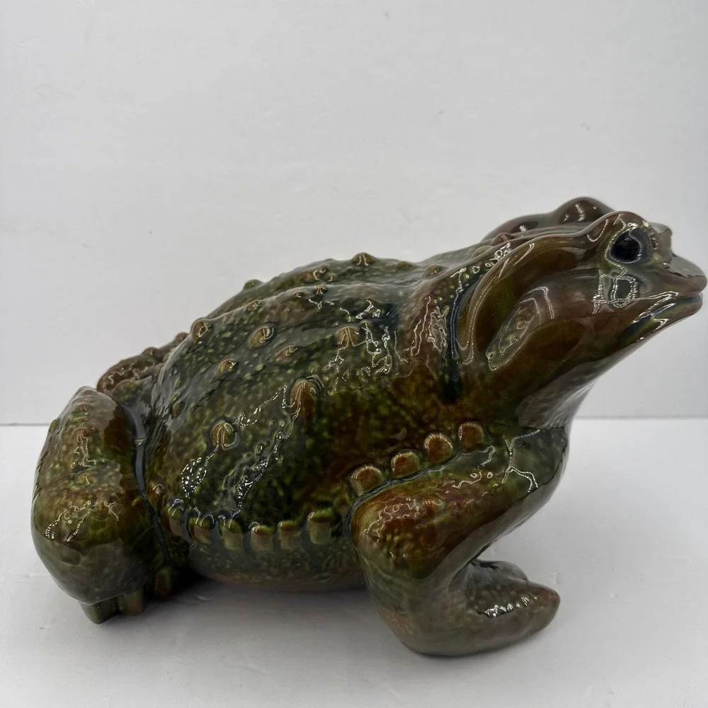 Vintage Arnel's ? XLarge Ceramic Frog Toad Garden Decor Green Figurine 🐸